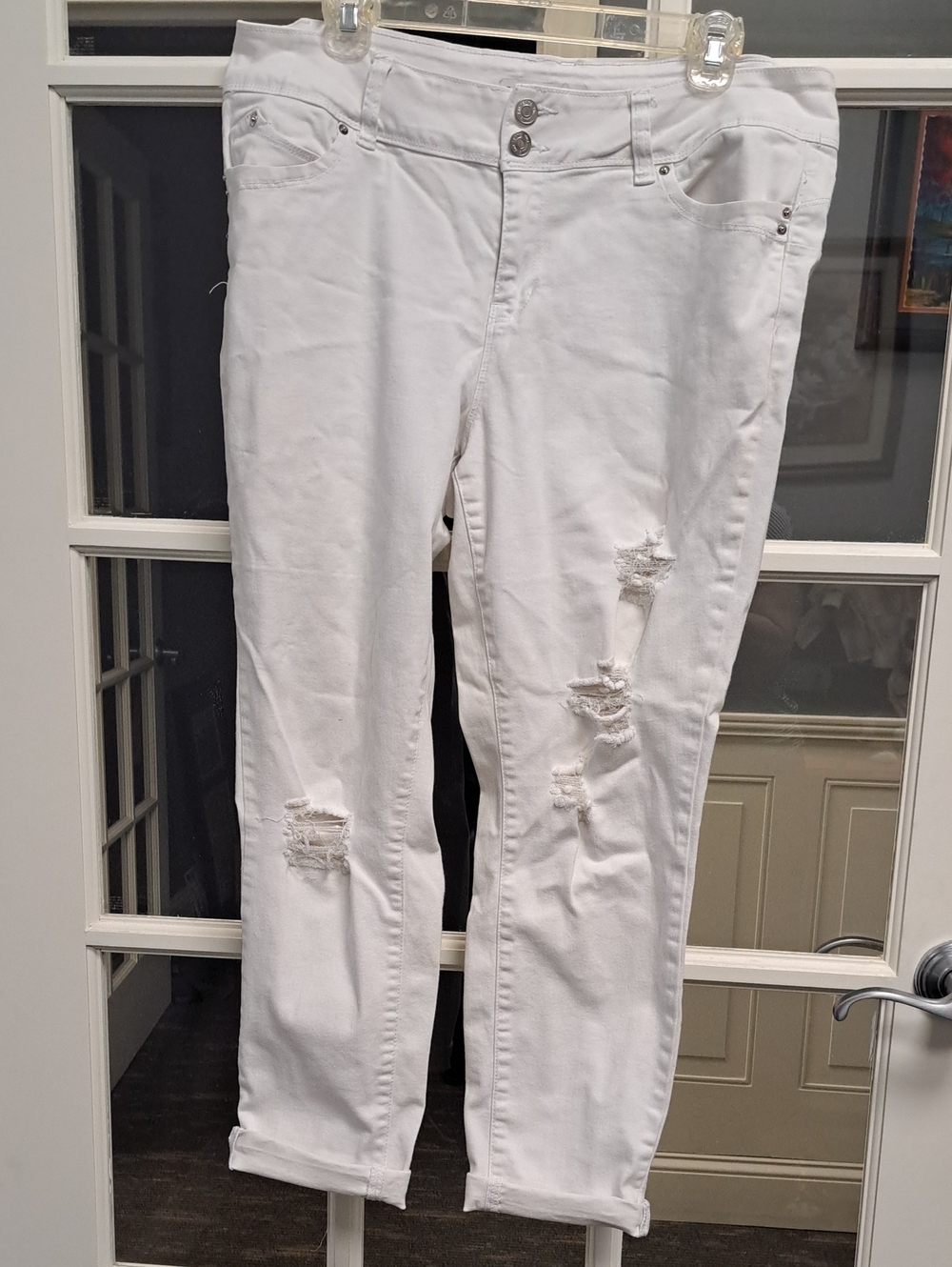 YMI White Ripped Skinny Jeans